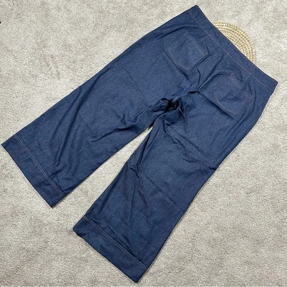 Smak Parlour Strawberry Blossom Embroidered Denim Wide Leg Pants High Rise 4X - Picture 7 of 16